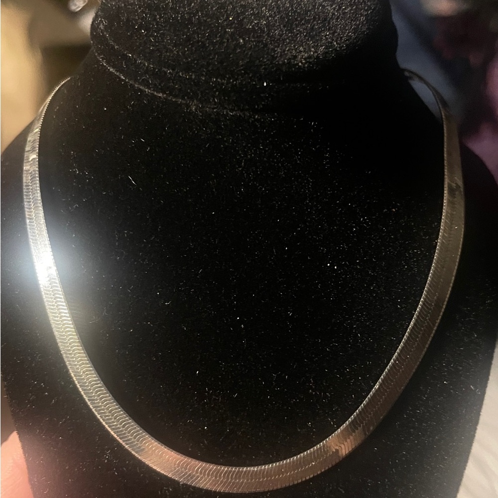 36” 925 Sterling Silver Herringbone Chain Necklace Vintage